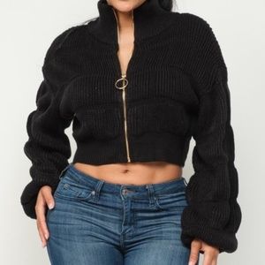 Black Quarter Zip Top